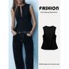 Za2025 Spring New Women's Clothing Short Skirt Hem Pleated Round Neck Sleeveless Waist Trimming Versatile Tops 2180010