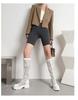 Versatile Platform Mesh Round Toe Thick Sole Long Boots, Slimming High Top, Plus Size 34-43