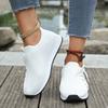 Women's Solid Color Sneakers Breathable Mesh Woven Outdoor Lightweight Low Top Walking Running Sports Socks Shoes