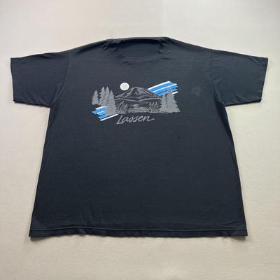 Vintage Lassen National Park T-Shirt Mens Medium Black Volcano Nature Hiking 80s Unisex T-Shirt