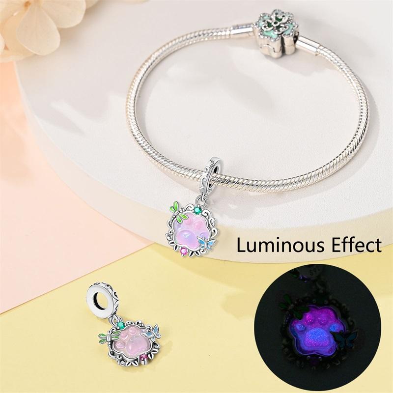 New 925 Silver Color Flowers Luminous Stars Charms Beads Fit 3mm 925 Bracelets DIY Graduation Party Jewelry