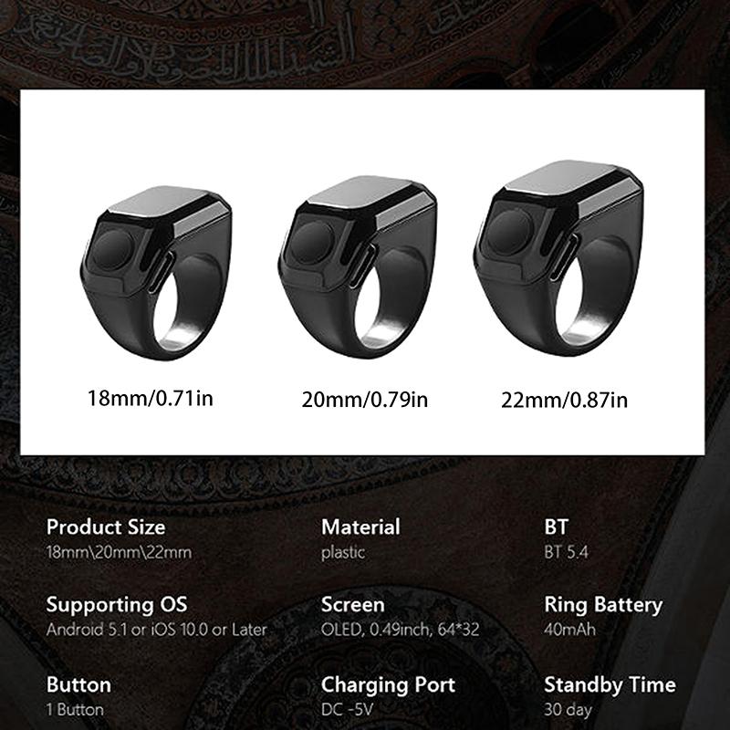Cyfrowy Bluetooth Licznik na Palec z Wyświetlaczem OLED Cichy Dotykowy Mini Licznik do Fitnessu Golfa z Możliwością Ładowania przez USB-C
