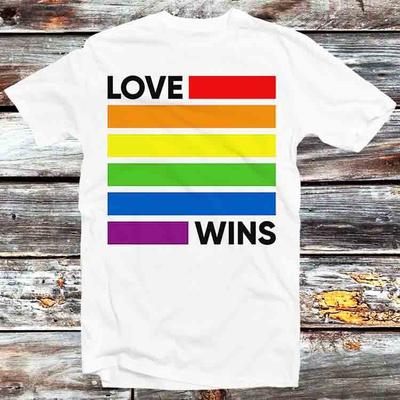Love Wins LGBT Gay Lesbian Pride Rainbow Flag T Shirt Mens Womens Tees Top B819