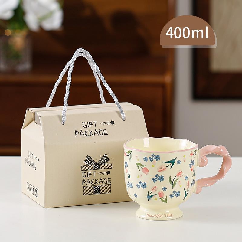 Ceramic Goblet Gift Box for Teacher Cup Souvenir Mug Underglaze Colored Water Cup for Household Coffee Cup for Women