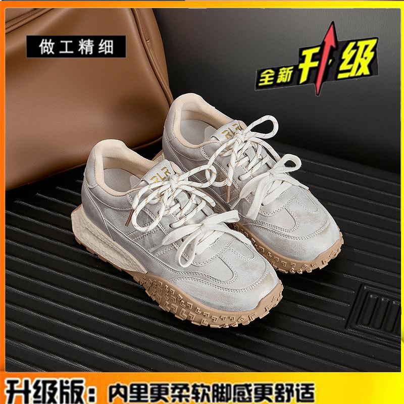 7CM inner height increase leather German training shoes 2025 early spring platform versatile polished Forrest Gump shoes casual sports shoes wom