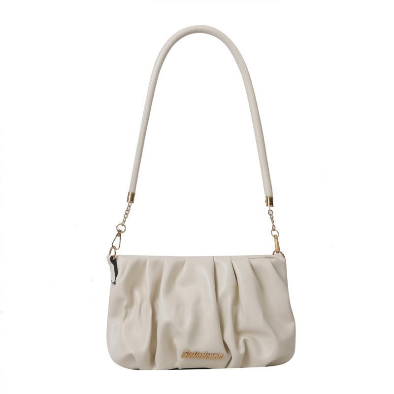 Fashionable Pleated Single Shoulder Bag 2023 New Season Minimalist Chic Underarm Bag Trendy Commuter Handbag белый