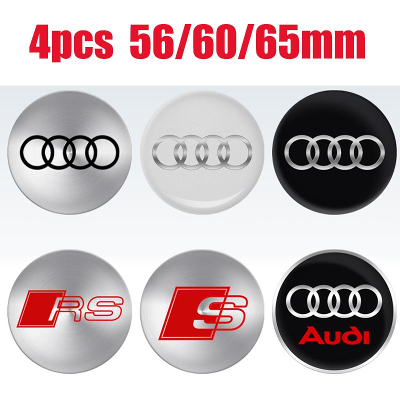 4pc 3D Styling 56/60/65mm Car Emblem Wheel hub Center Cap Badge Sticker for Audi Sline quattro RS A7 TT B9 8V A1 A5 S4 Q7 S3 8P