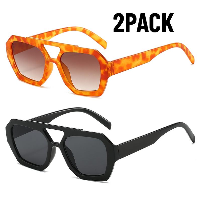 2PACK Fashion Double Bridges Women's Outdoor Travel Fishing Sunglasses Men Big Frame Eyewear Retro Luxury Designer Glasses UV400