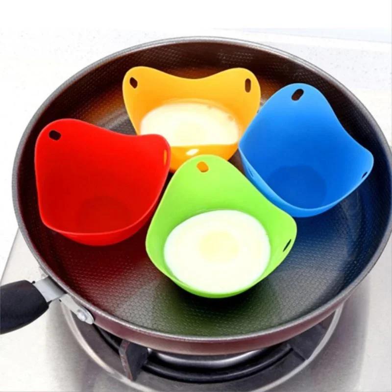 Egg Poachers Silicone Molds Cooker Tools Pancake Cookware Bakeware Steam Eggs Plate Tray Healthy Novel Kitchen Accessories