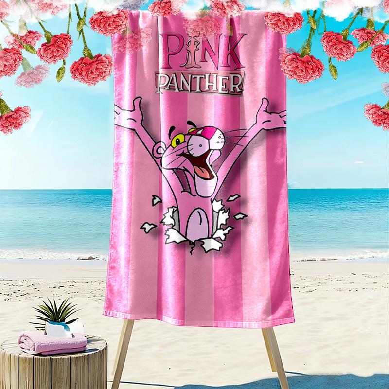 Pink Panther Print Beach Towel, Large Soft Quick Dry Towel for Beach Camping Swimming