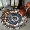 Small Spiral Pebble Round Mat – Machine Washable Indoor Rug for Living Room, Bedroom Office Decor