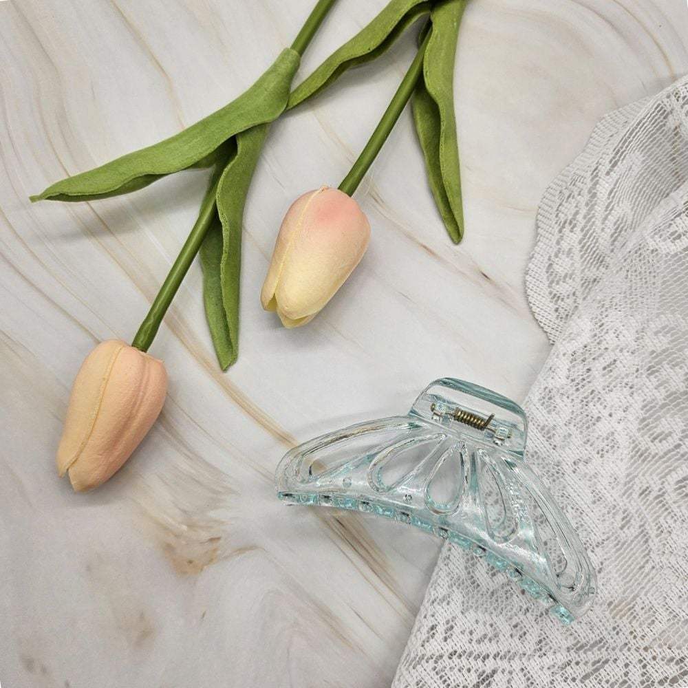 

Women s hair clip, butterfly-shaped round hair clip, transparent green