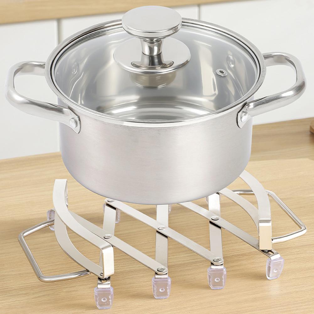 Hot Plate Holder Stainless Steel Expanding Pot Holder Resistant Mat Expanding Contracting Heat Easy Design Clean Trivet Non A8H0