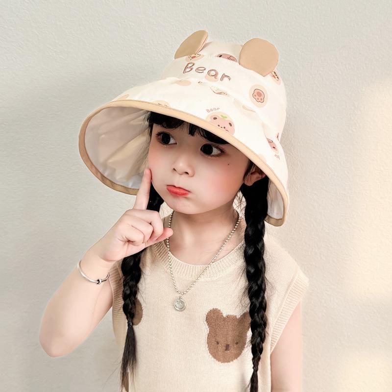 Children's hat new sun hat summer sun hat cartoon letter foldable boys and girls outdoor