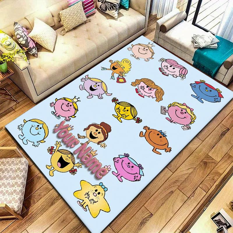 Mr. Men Little Miss Custom Name Carpet Rug for Living Room Bedroom Home Sofa Decoration,Kids play Non-slip Floor Mat