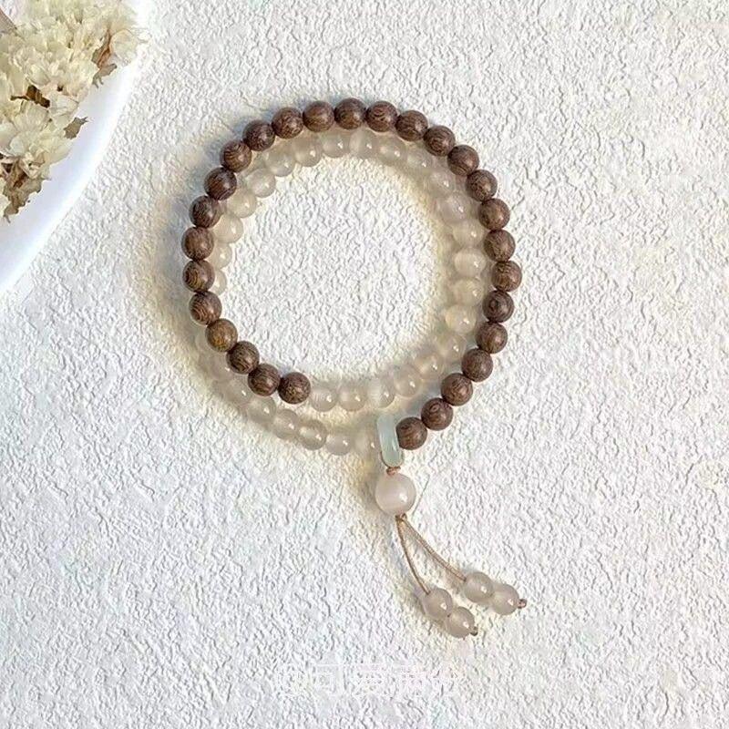 Chinese Style Wooden Beads Double Layered Wearing Simple Personality Versatile Bracelet Jewelry