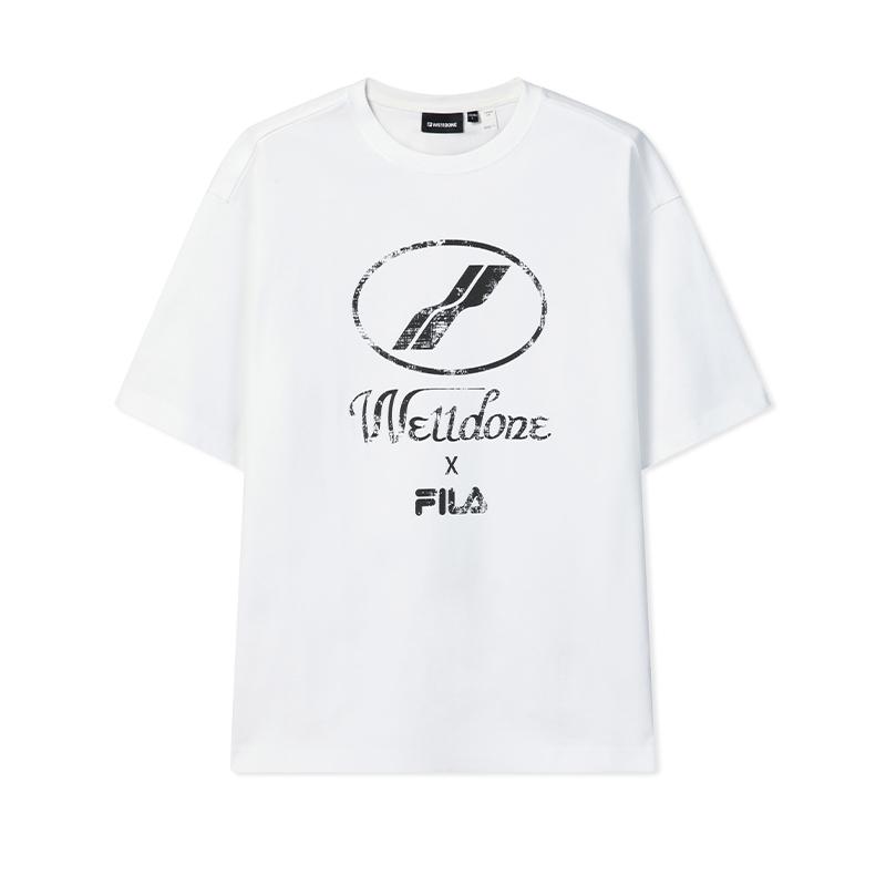 FILA × WE11DONE Fashion Trendy Minimalist Classic Casual Versatile Comfortable Loose Fit Crew Neck Short Sleeve T-Shirt Unisex tops F11U626106F-WT L