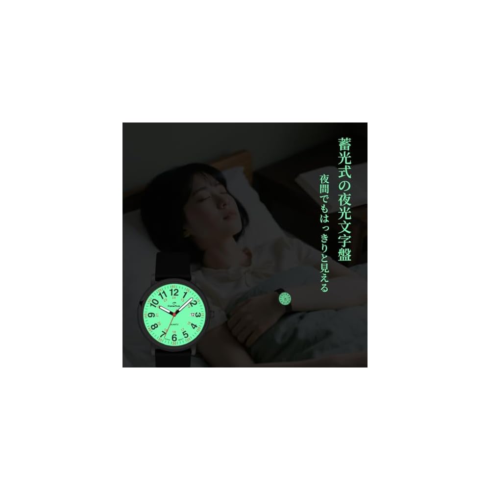 CalmTick Nurse Watch Analog Simple Stylish Waterproof Luminous 3ATM Unisex for Students Silver Black