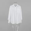 Jednolity kolor prosty modny swobodny luźny ubiór białe koszule letnie bluzki z kołnierzykiem z długim rękawem damskie topy 28686