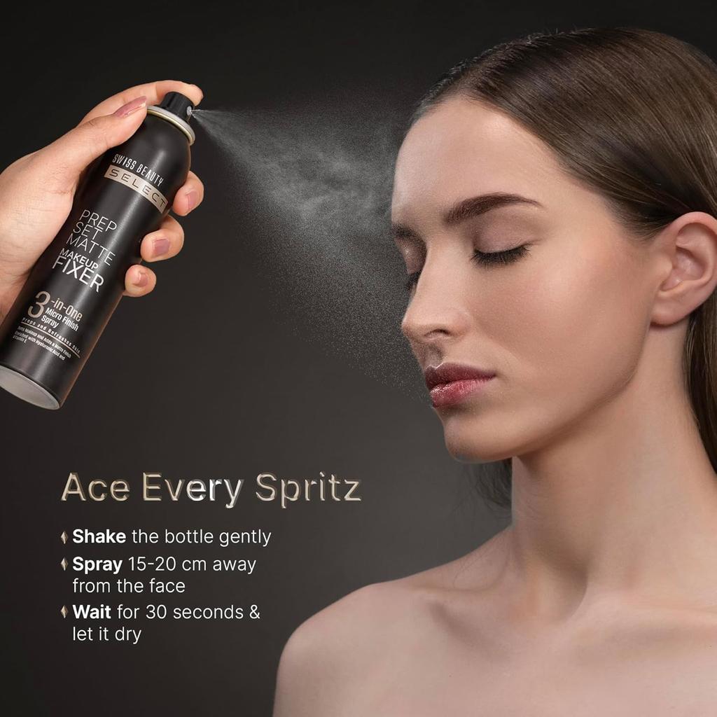 Prep Set Mattes Make-up Fixierspray | Natürliches mattes Finish | Mit Vitamin E und Hyaluronsäure | Lang anhaltend | 3-in-1 mikrofeiner Sprühnebel | 120ml