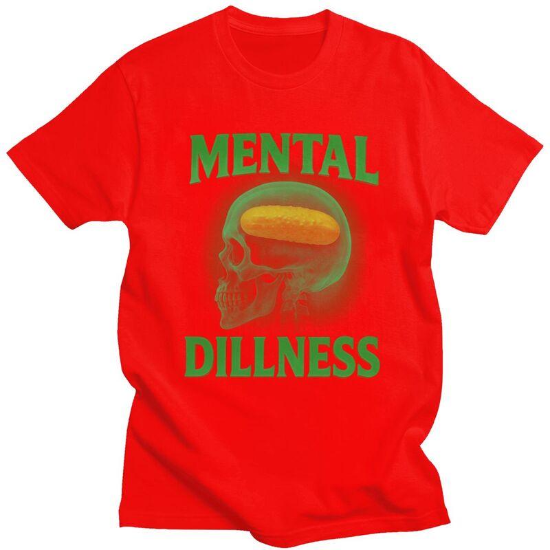 

Mental Dillness Pickle Skull T Shirt for Men 100 Cotton Sarcastic Quotes Tshirts Streetwaer Short Sleeve Tee Shirt Clothing S