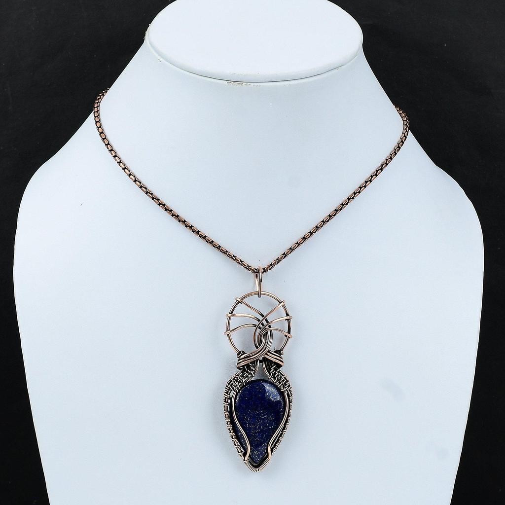 Lapis Lazuli Pendant Copper Wire Wrapped Pendant Original Gemstone Pendant Copper Jewelry Handmade Pendant Wire Wrapped Jewelry Gift For Mom
