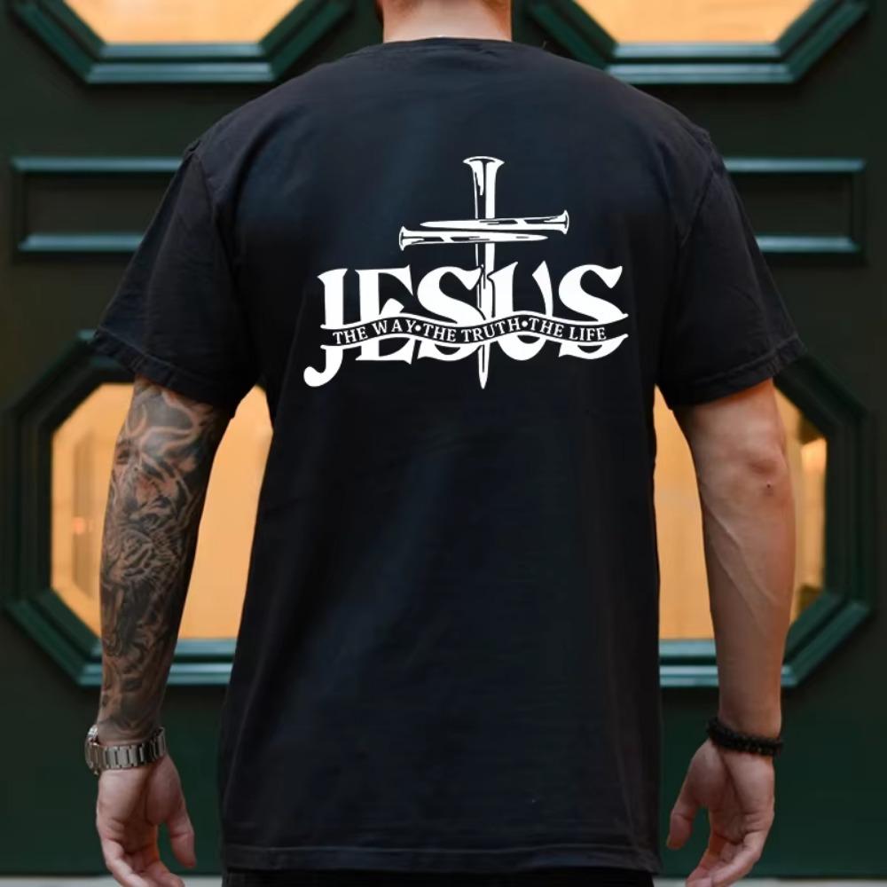Men Tee Shirt Jesus Christ Back Printing T-Shirt Fashion Graphic Tops Gift for Jesus Streetwear Oversized Y2k Clothing
