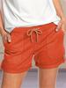 2025 Women's Casual Solid Color Straight-Leg Lace-Up Shorts