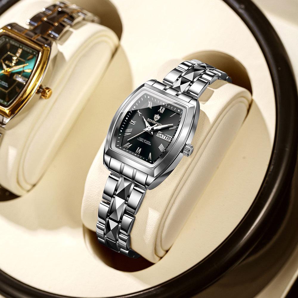 Binbang Women s Waterproof Luminous Barrel-Shaped Quartz Watch with Calendar - Hot Selling Gift