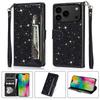 Glitter Zipper Leather Flip Wallet Case For iPhone 17 Pro Max Luxury Card Slots Phone Holder Cover For iPhone 16 15 14 Pro Max 13 12 11