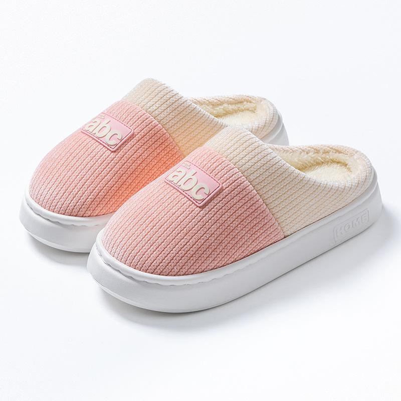 New Cotton Slippers for Home Warmth, Thick-soled Fleece Shoes for Women