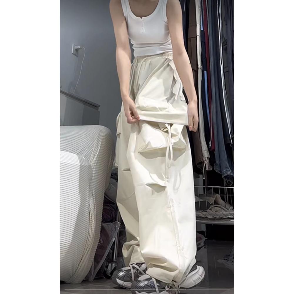 American Retro Hot Girl Cargo Pants, Women Loose Hip Hop Streetwear Trousers, Trendy Wide Leg Casual Dance Long Pants