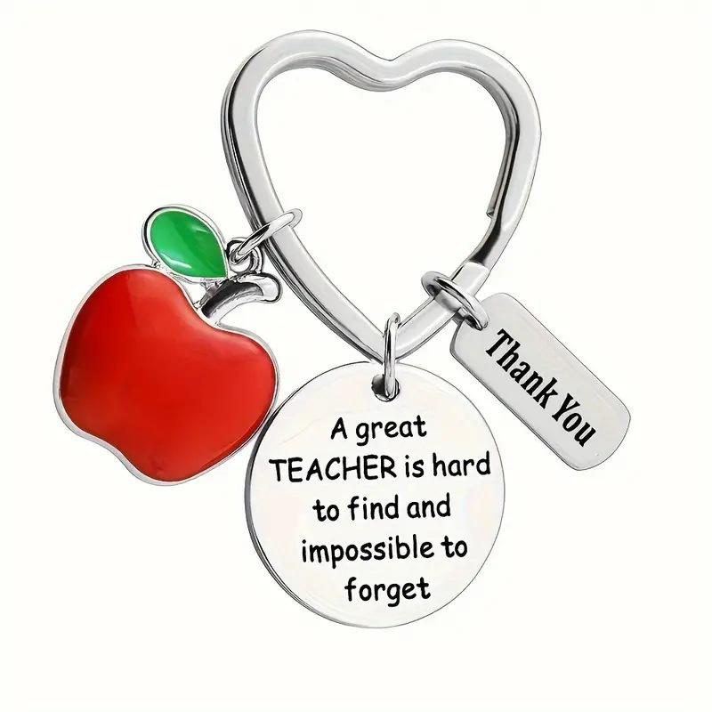A Great Teacher Is Hard Gift Teachers Day Gift Apple Keychain Stainless Steel Keychain for Mothers Day and Fathers Day Backpack Bag Pendant