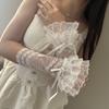 Bowknot Lace Fingerless Gloves Ruffle Trim Long Hand Sleeves Bridal Wrist Gloves  Cosplay Event
