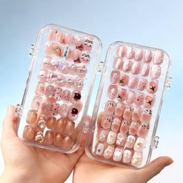Portable Nail Clip Storage Box, Nail Art Collection Box, Three Fold, Transparent Dust-proof Nail Art Organizing Display Box
