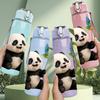 1PC Cute Black White Panda 750ml Color Plastic Sports Water Bottle Leakproof Flip Straw Lid Suitable for Sports Office Home Use