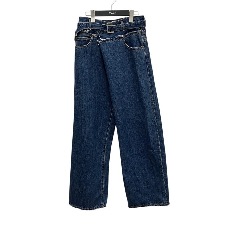 Mousy moussy FOLD WAIST WIDE STRAIGHT Denim pants 010HAS11-6491 Indigo Size: 1