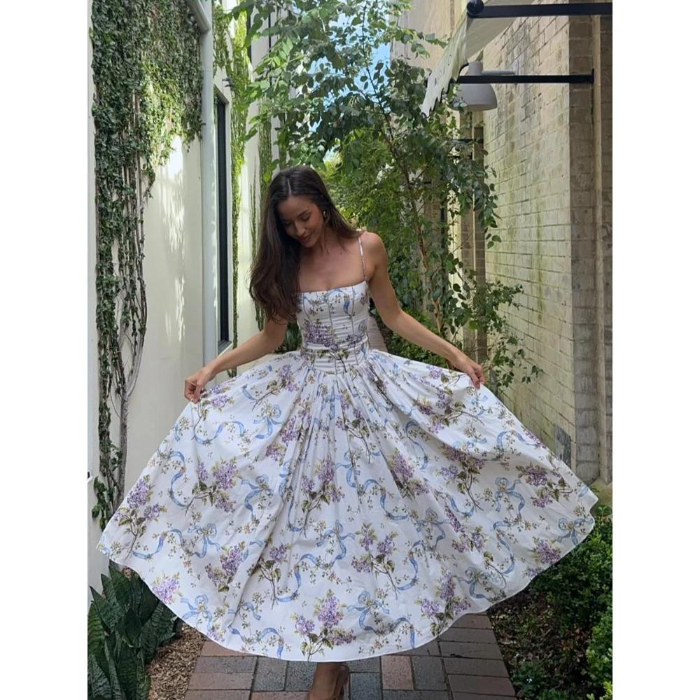 Rochie Maxi Plisată cu Talie Înaltă cu Imprimeu Floral Vintage Femei Sexy Fără Spate Fără Mâneci Rochii Lungi Vară Sexy Vocație Petrecere Robă
