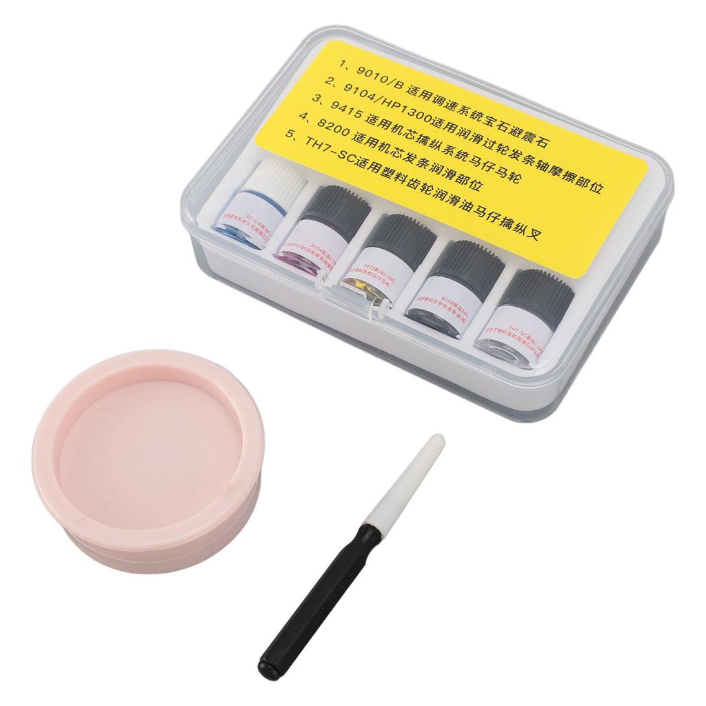 5 peças Relógio Óleo Lubrificante Sintético Ferramenta de Reparo e Manutenção Óleo Mecânico para Relógio com Caneta de Óleo