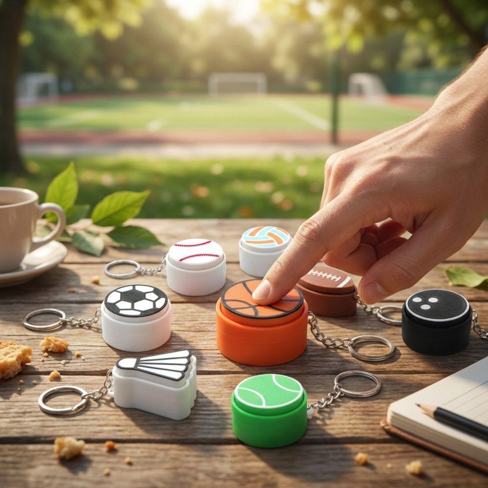 Cartoon Button Balls Key Chain 3D Printed Sensory Clicker Toys Wedding Gift
