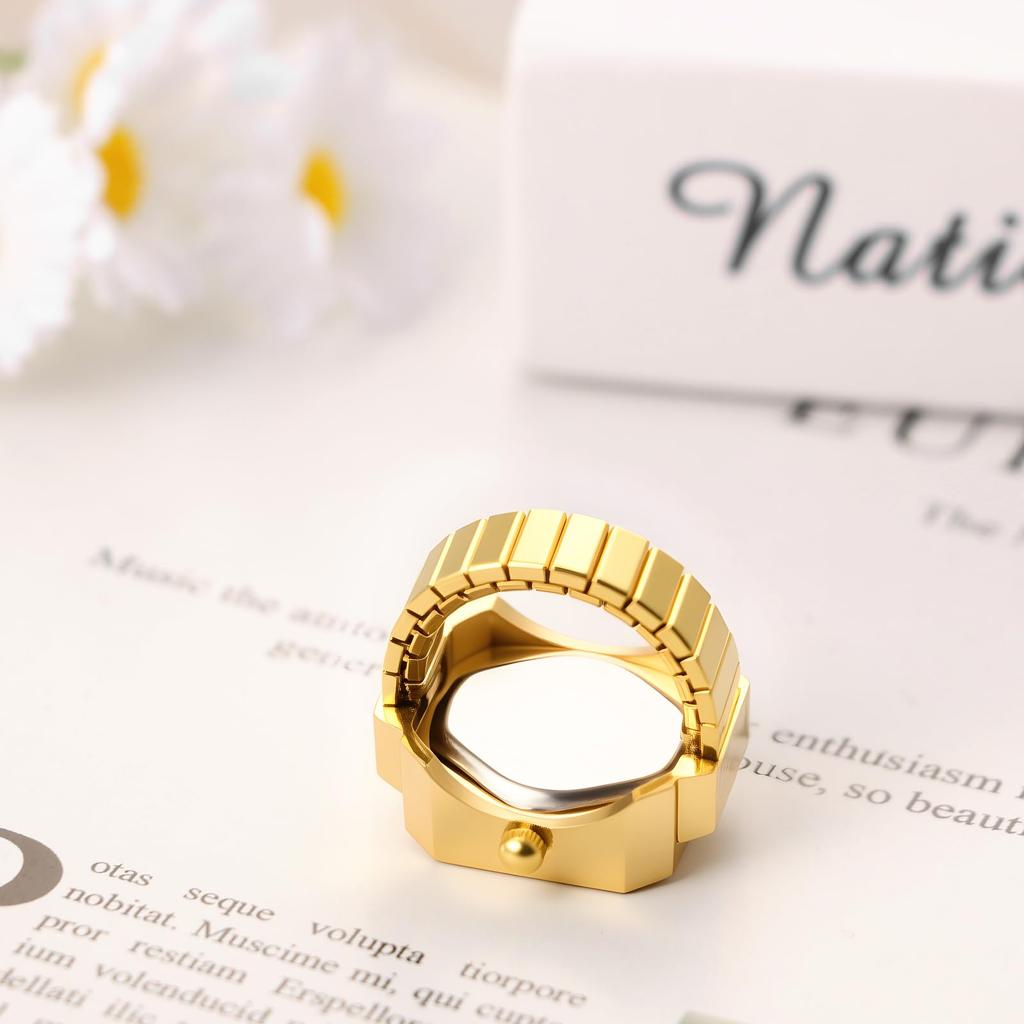 Prstenové hodinky, Zlaté: Jedna velikost sedí většině, Stylový, Ležérní, Business, Módní doplněk - Perfektní dárek k narozeninám, Vánocům, Valentýnu