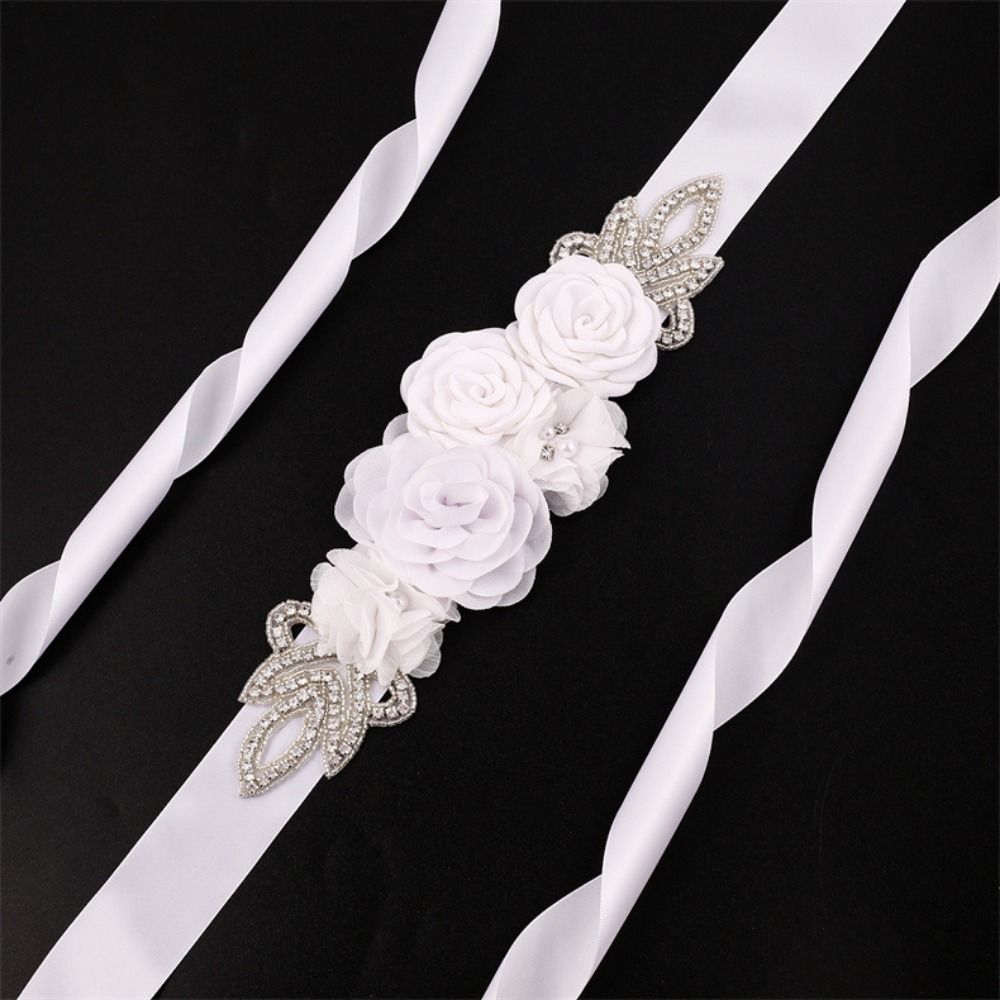 5 Flowers Women's Beaded Flower Belt Creative Bridal Rhinestone Belt Prom Dress