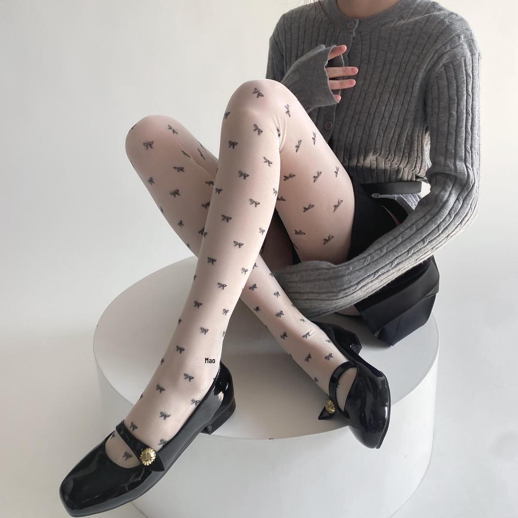 2024 Spring/Summer Core-Spun Jacquard Stockings: Ultra-Thin Slimming Socks with Polka Dots & Hearts