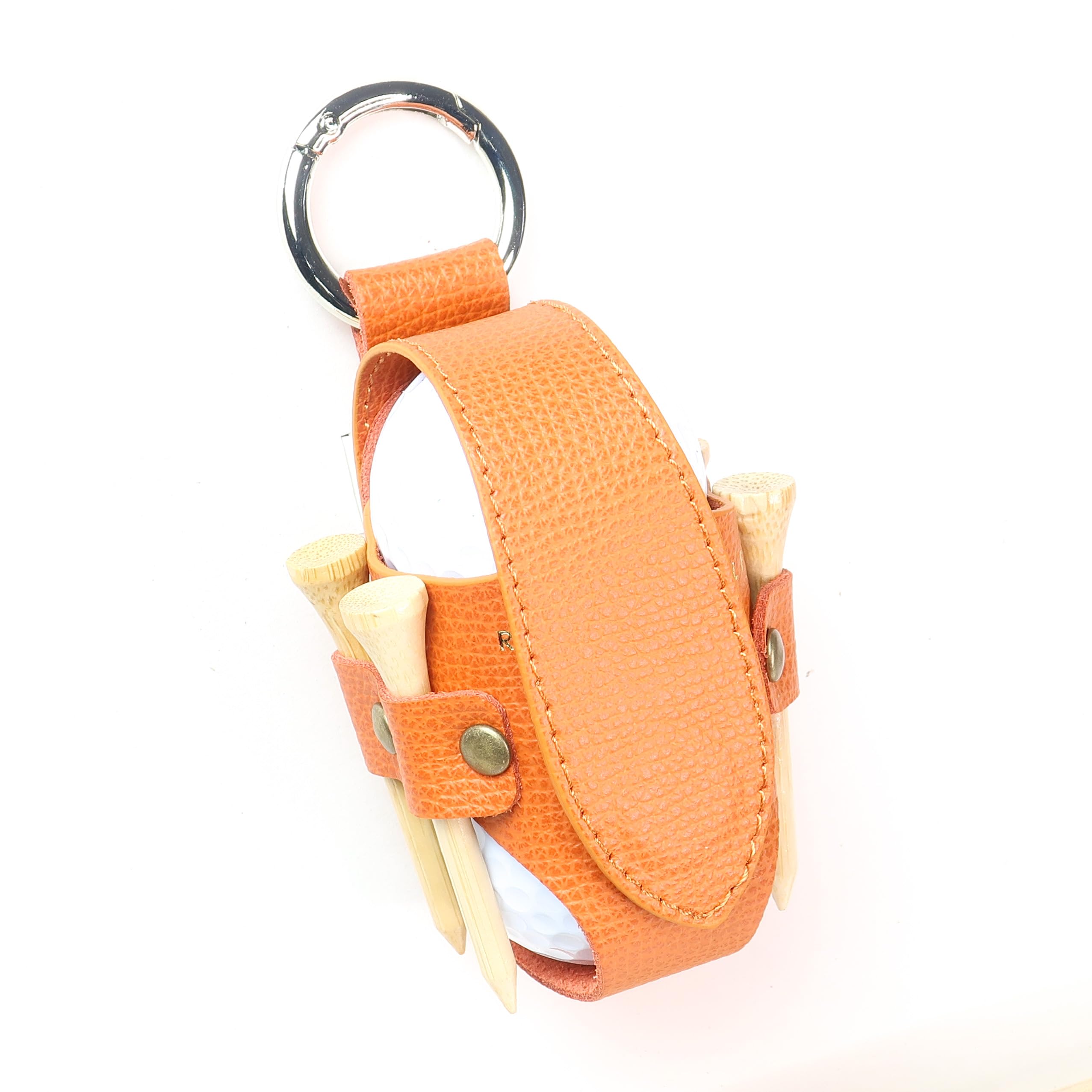 

Golf Ball Case Holder Pouch Ball Holder Leather Genuine Leather Made in Japan Men Women Unisex REBOOT GOLF (Italy Orange)