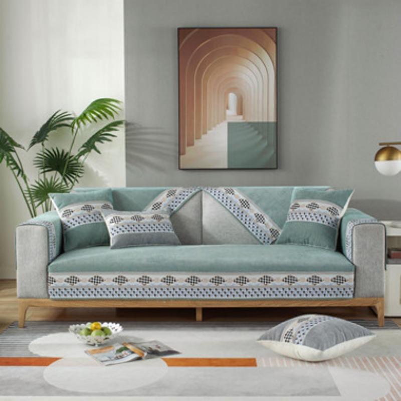 Nordic Einfache Sofa Kissen Vier Jahreszeiten Universal Non-Slip Leder Sofa Abdeckung Chenille High-End Kissen Rückenlehne Handtuch Abdeckung tuch