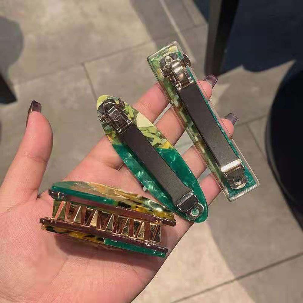 Print Mode Acetatplatte Grün Haarschmuck Damen Haarspangen Koreanischer Stil Haarnadeln Haarklammern