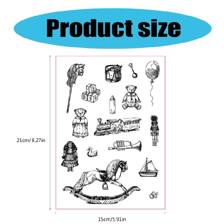 Children Toy Themed Stamps Nursing Bottle Stamp Balloon Stamp for Card Making Scrapbooking, Decorative Clear Stamps