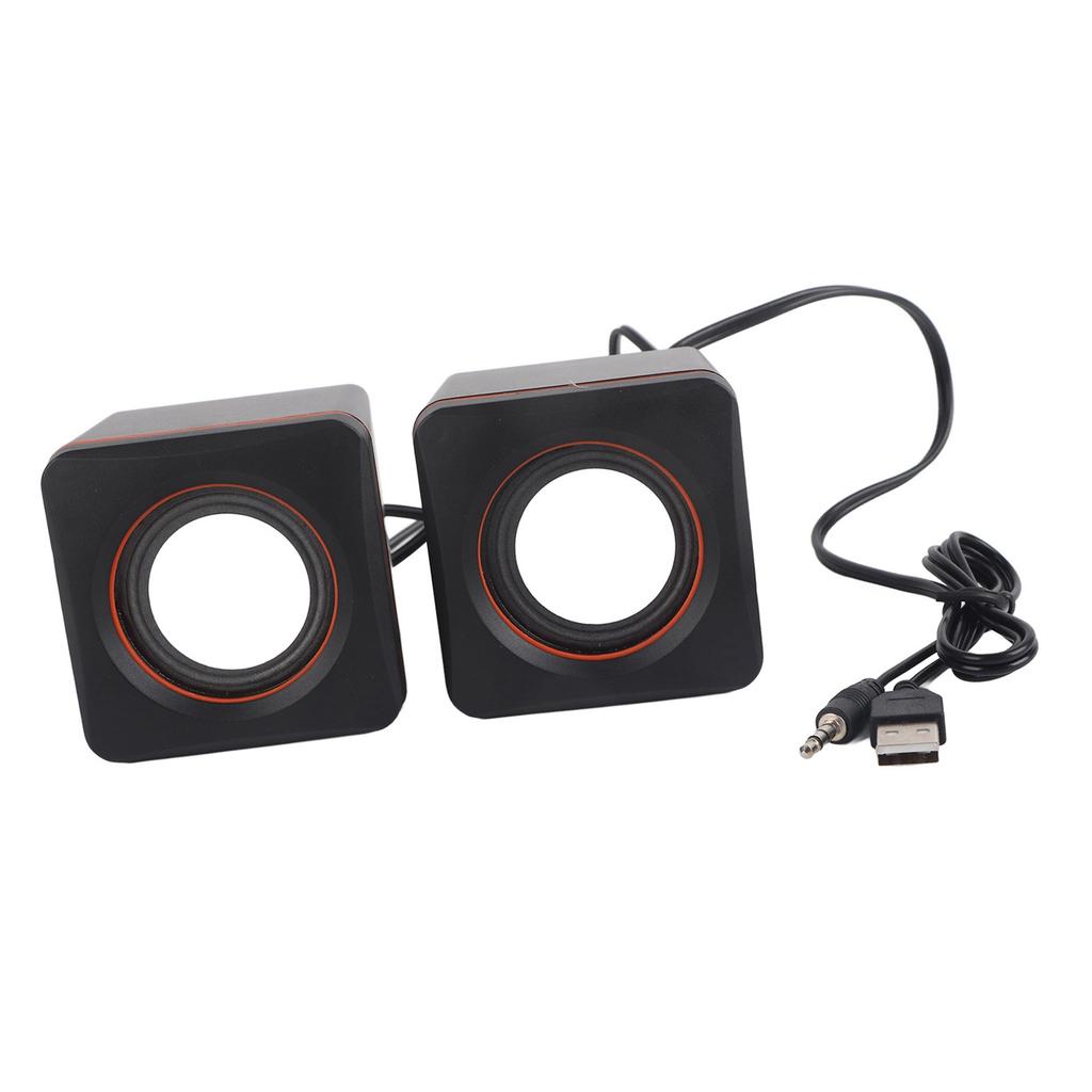 Mini Cube USB Stereo 3.5mm Jack Wired Speaker For Desktop Laptop PC Computer(Double Track)