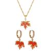 New Fashion Love Memory Red Maple Leaf Pendant Necklace For Women Cute Romantic Female Neck Chain Ladies Stainless Steel Jewelry