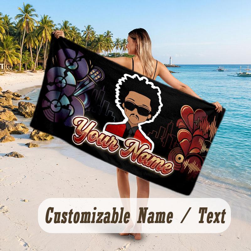 Custom Name Large Beach Towel,The Weeknd Quick Absorbent Towel For Outdoor Travel Poolside